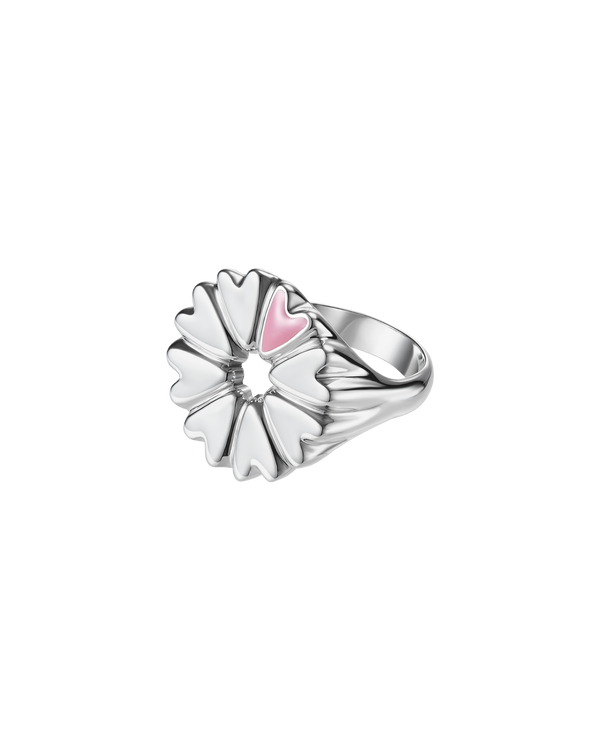 FLOVER signet ring with pink enamel