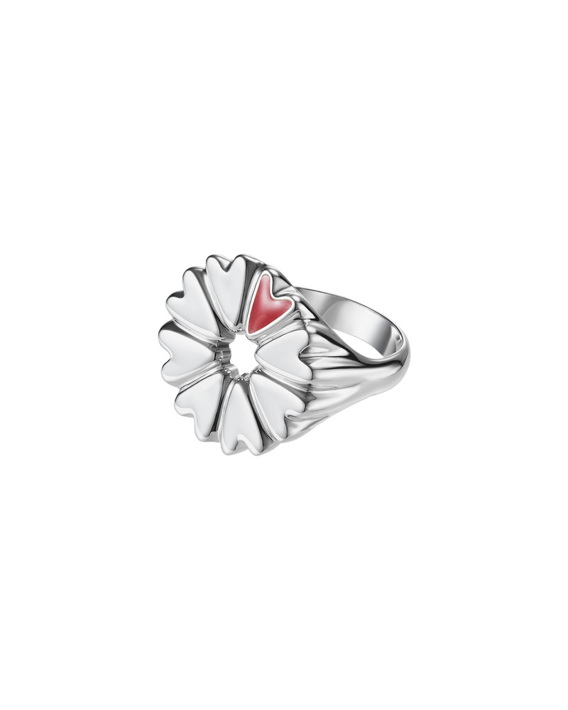 FLOVER signet ring with red enamel